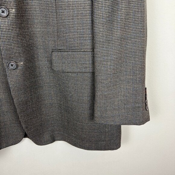 Lauren Ralph Lauren Blazer Jacket Mens 42L Houndstooth Two Button Brown Navy - Picture 2 of 16